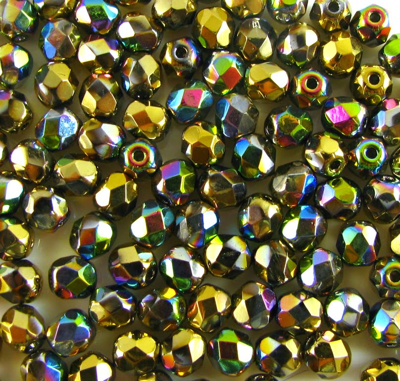 3mm Czech Fire Polish β Crystal California Green x 100