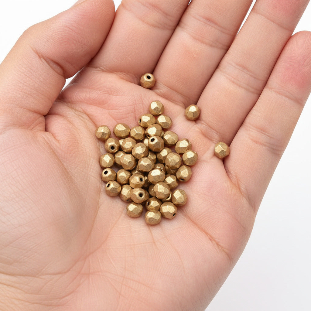 3mm Czech Fire Polish – 01710 – Light Gold Matte