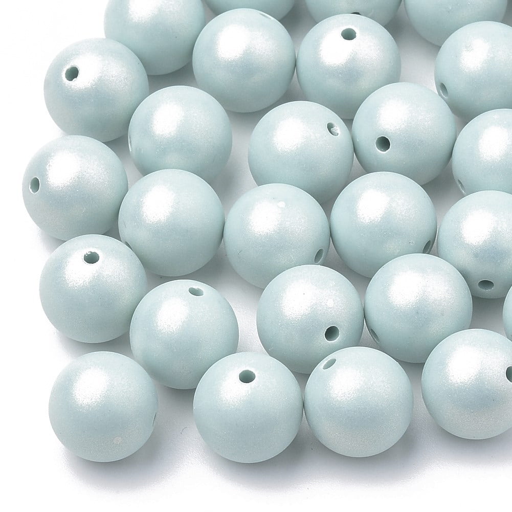 8mm Acrylic Shimmer Pearl Beads – Pack of 50 – Sea Foam