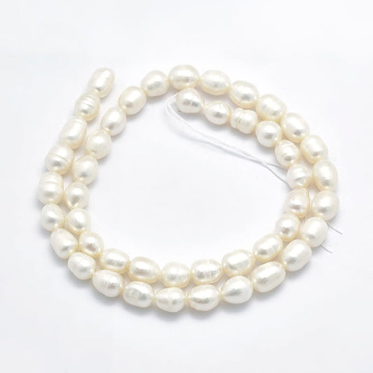 9-10mm Oval Pearl Strand – Cream - Approx 34 Pearls