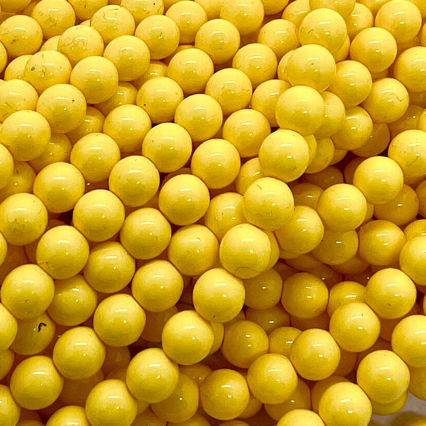 6mm Czech Round Glass Pearl Strand of 36 – 02010/58002 – Daffodil Yellow