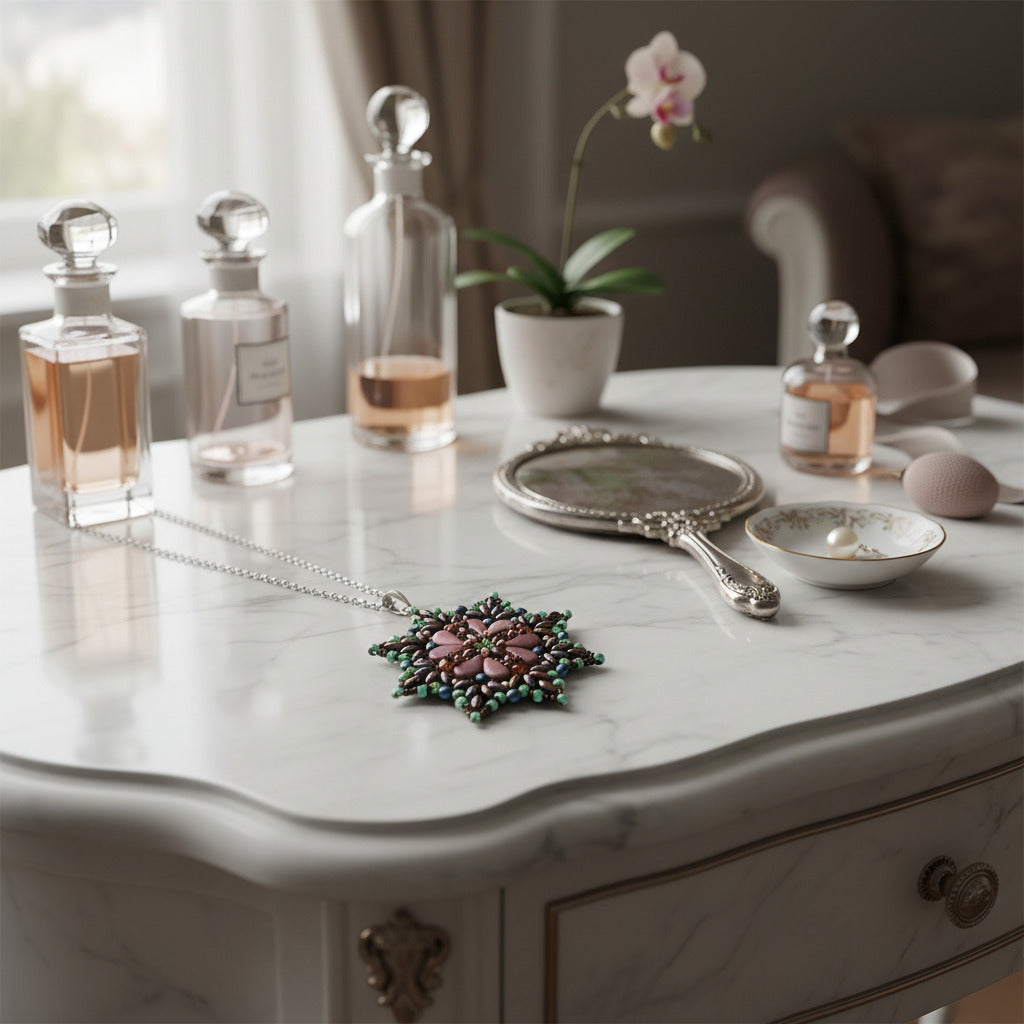 Flora Pendant Pattern by Barbara Lepak - Instant Download or Printed Copy