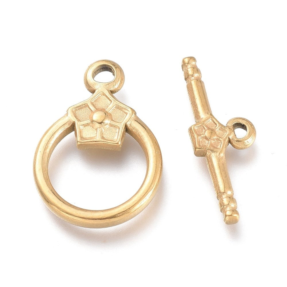 Gold Plated Petal Toggle Clasp 14mm