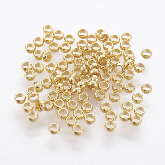 18k Gold Plated Crimps 2mm – Pack of 10