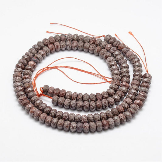 6x8mm Natural Brown Snowflake Obsidian Faceted Rondelle Bead Strand – Approx 14 Inches