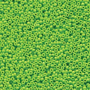11/0 Miyuki Seed Beads - 25g Bag – Duracoat Opaque Dyed Neon Green - Colour 4471