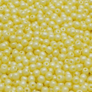 3mm Pressed Glass Round Beads - Pack of 100 - Pastel Yellow