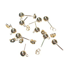14kt Gold Filled 3mm Earring Ball Post with ring incl backs – Pair