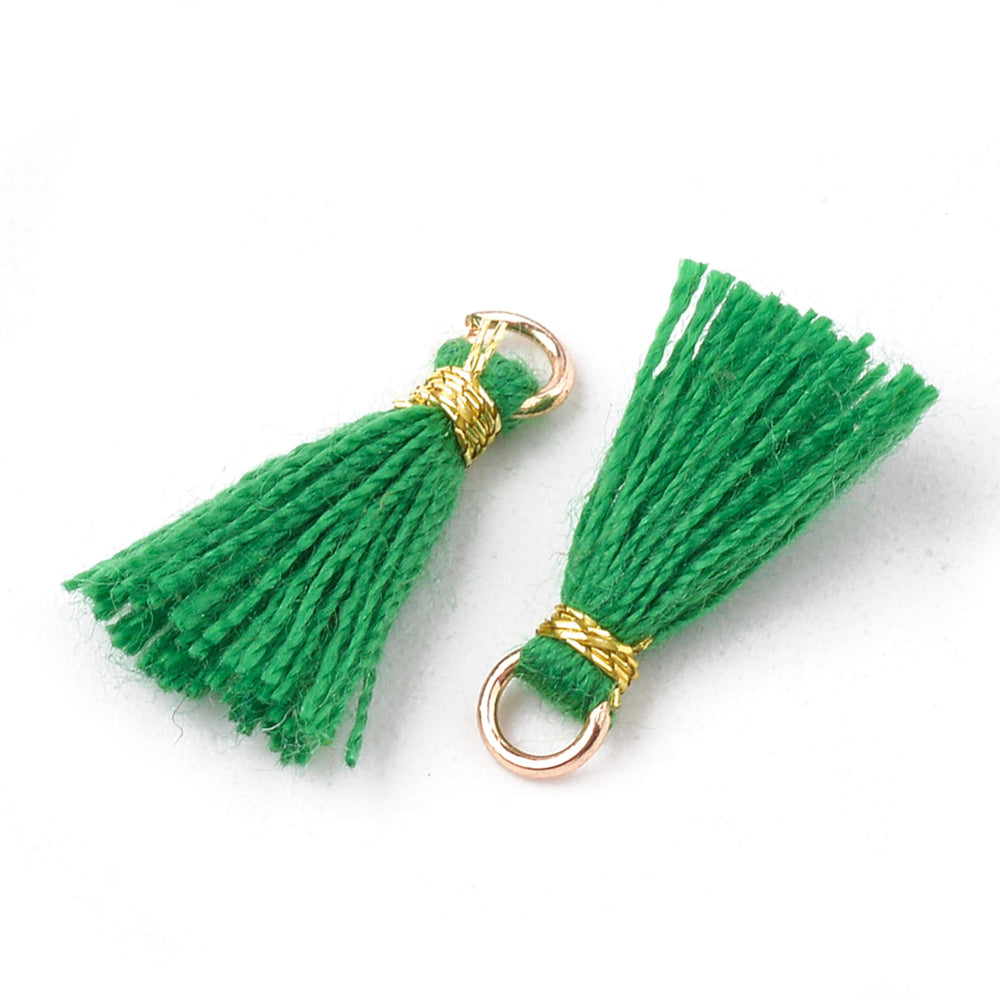 Mini Tassel 1.4cm - Green - Pack of 10