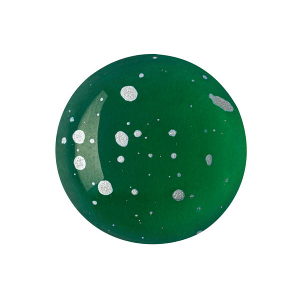 Czech Glass Cabochon 18mm - Emerald Splash Silver