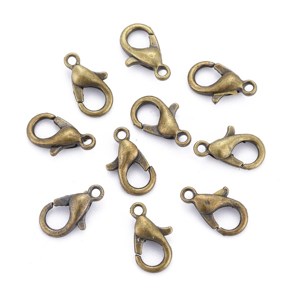 Antique Brass Lobster Clasps 6x10mm β Pack of 10