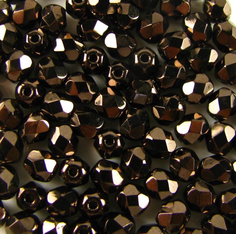 6mm Czech Fire Polish – 23980/14435 – Jet Copper Luster x 100