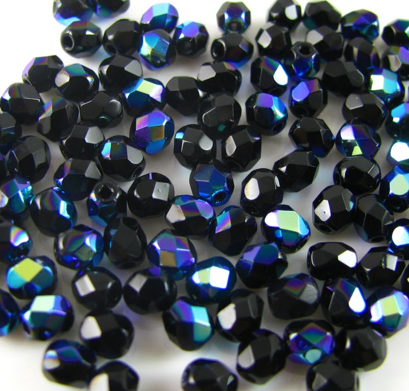 3mm Czech Fire Polish – 23980/28701 – Jet AB x 100