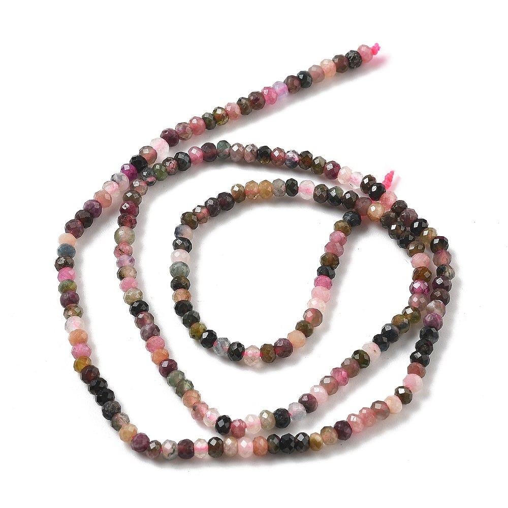 3x2mm Natural African Tourmaline Faceted Rondelle Bead Strand – Approx 180 beads