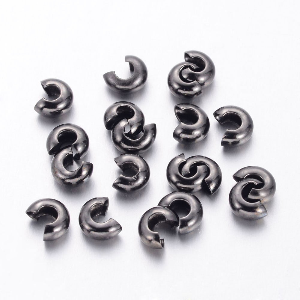 3mm Gunmetal Crimp Covers x 25