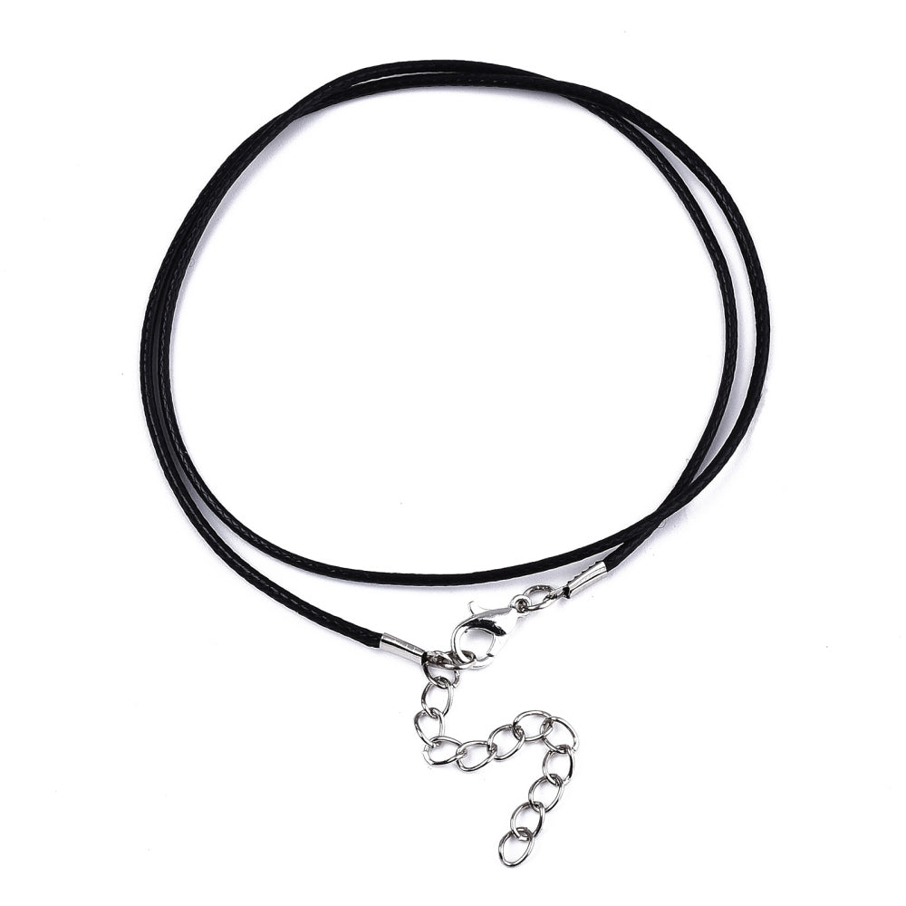 Waxed Cotton Cord Necklace - 18 Inch - Black