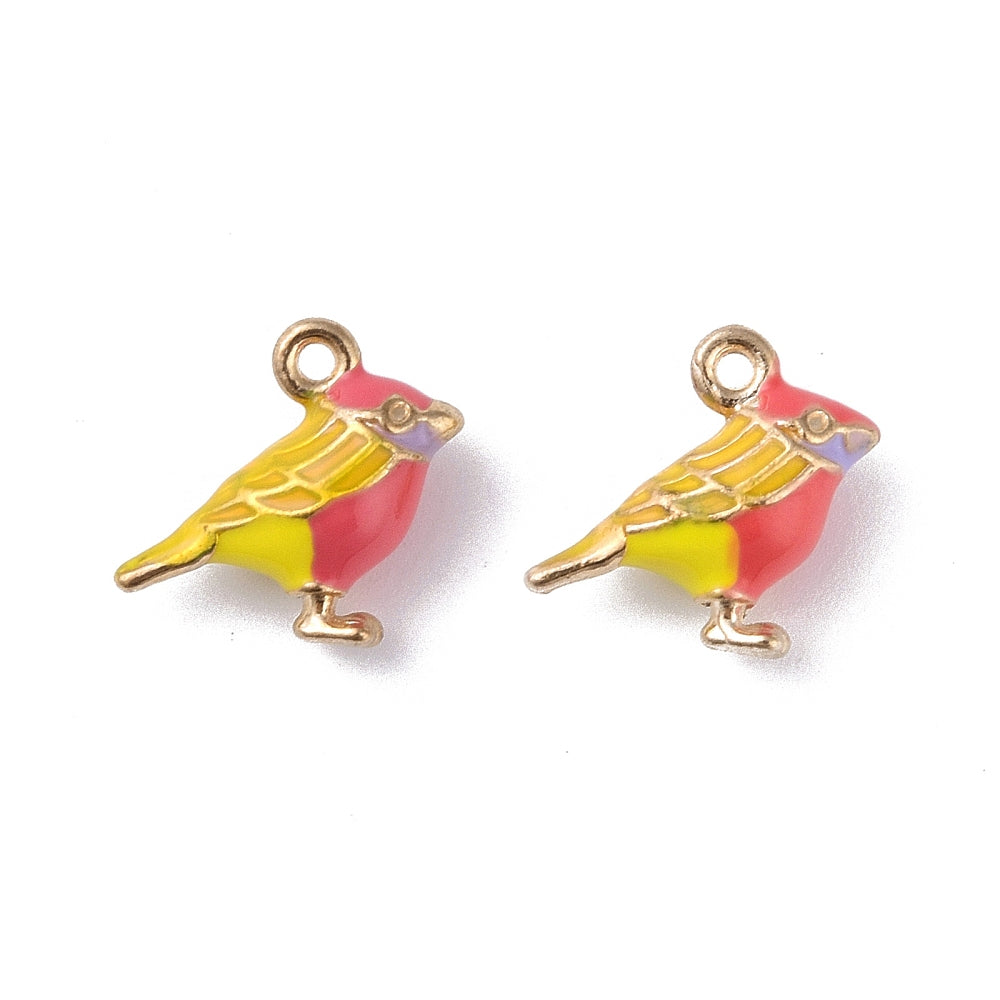Gold Plated 3D Enamel Canary Charms 14x17mm - Pack of 2