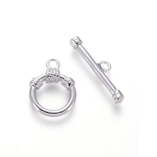 Platinum Plated Plain Toggle Clasp 10mm