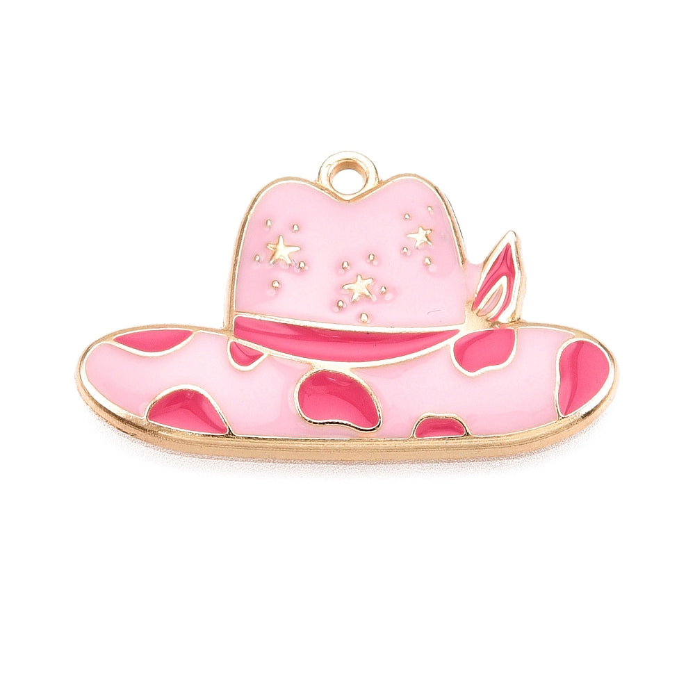 Gold Plated Enamel Cowboy Hat Charm - 21x34mm