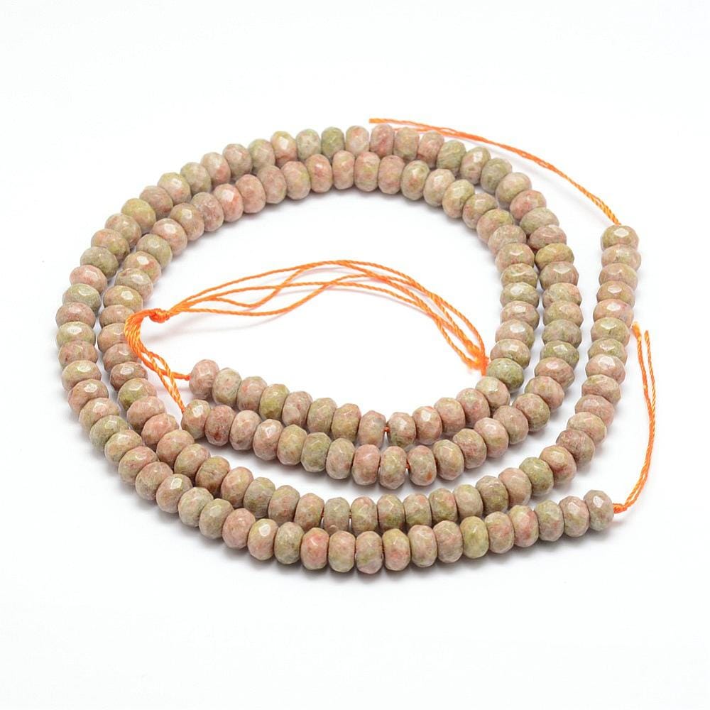 6x8mm Natural Unakite Faceted Rondelle Bead Strand – Approx 14 Inches