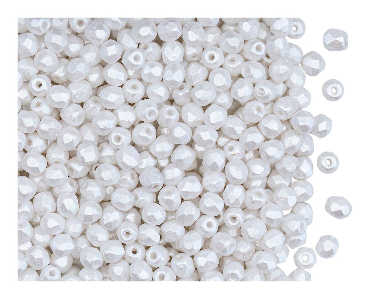3mm Czech Fire Polish – 02010/25001 – Alabaster Pastel White x 100