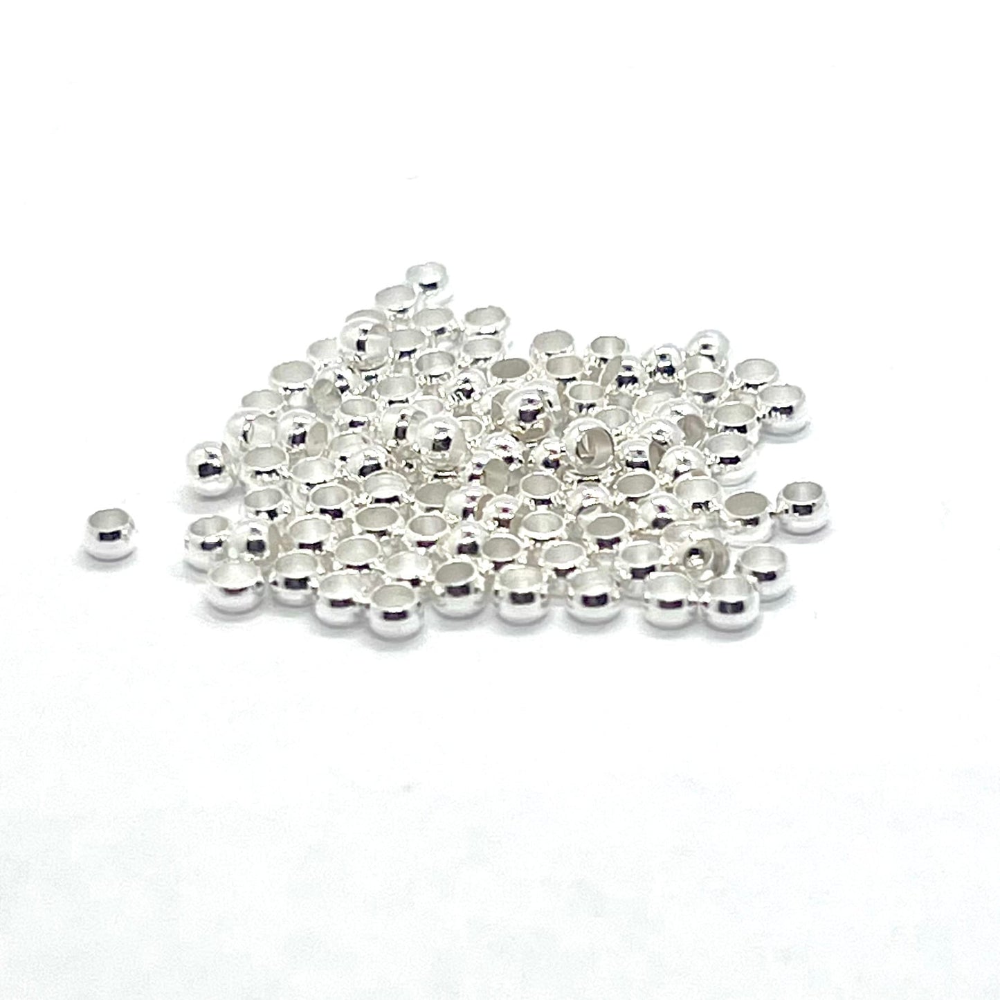 3mm Large Hole (2mm) Silver Plated Beads β Bag of 100