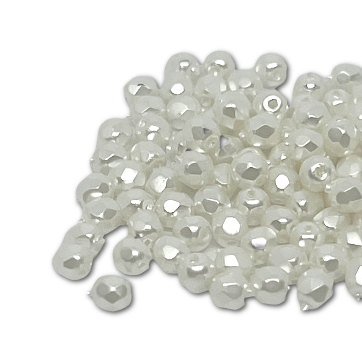 3mm Czech Fire Polish β 02010/11402 - White Pearl x 100