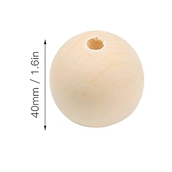 40mm (1.6 inch) Plain Wooden Round Bead – Pack of 1