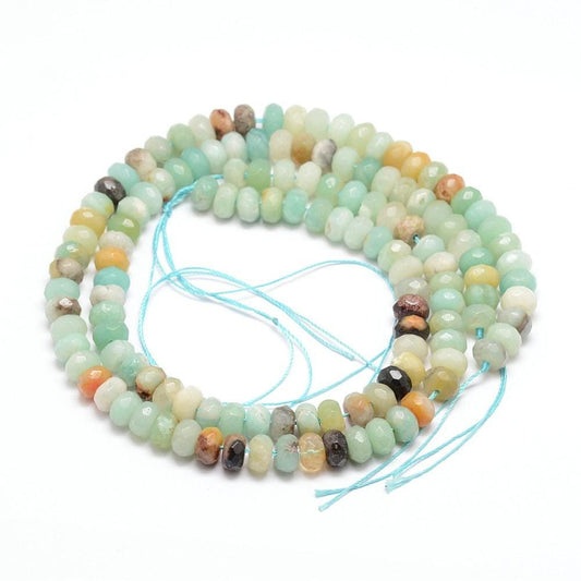 6x8mm Amazonite Faceted Rondelle Bead Strand - Approx 14 Inches