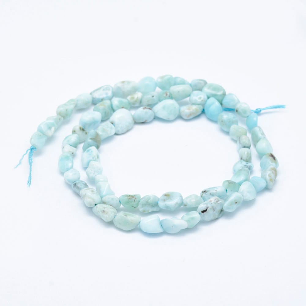 5-8mm Natural Larimar Nugget Bead Strand - Approx 14 Inches