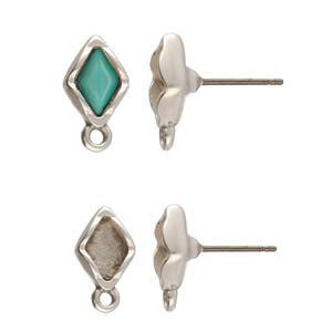 Fyriplaka GemDuo Earring Setting - Antique Silver - Pack of 2
