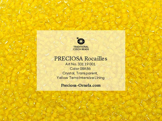 Preciosa 11/0 Seed Beads - Terra Intensive Lined - 20g Pack - Yellow