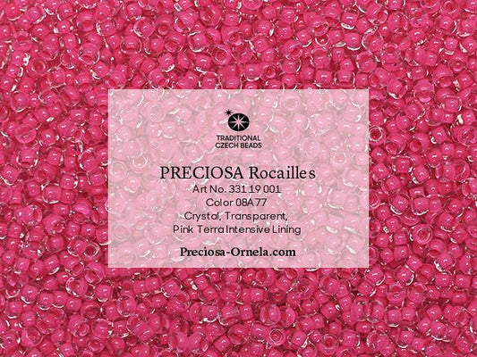Preciosa 11/0 Seed Beads - Terra Intensive Lined - 20g Pack - Pink