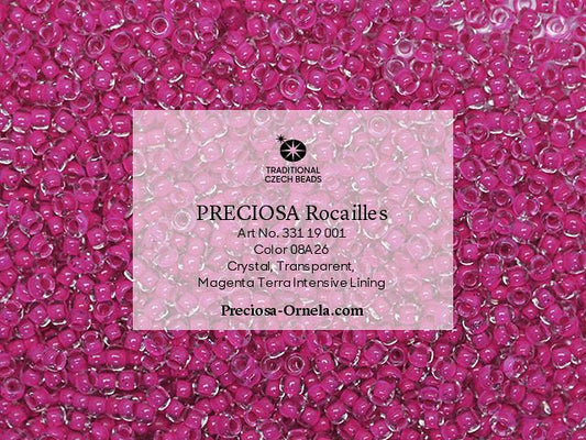 Preciosa 11/0 Seed Beads - Terra Intensive Lined - 20g Pack - Magenta