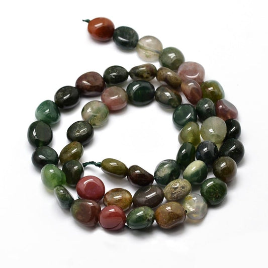 5-8mm Indian Agate Smooth Nugget Bead Strand - Approx 14 Inches