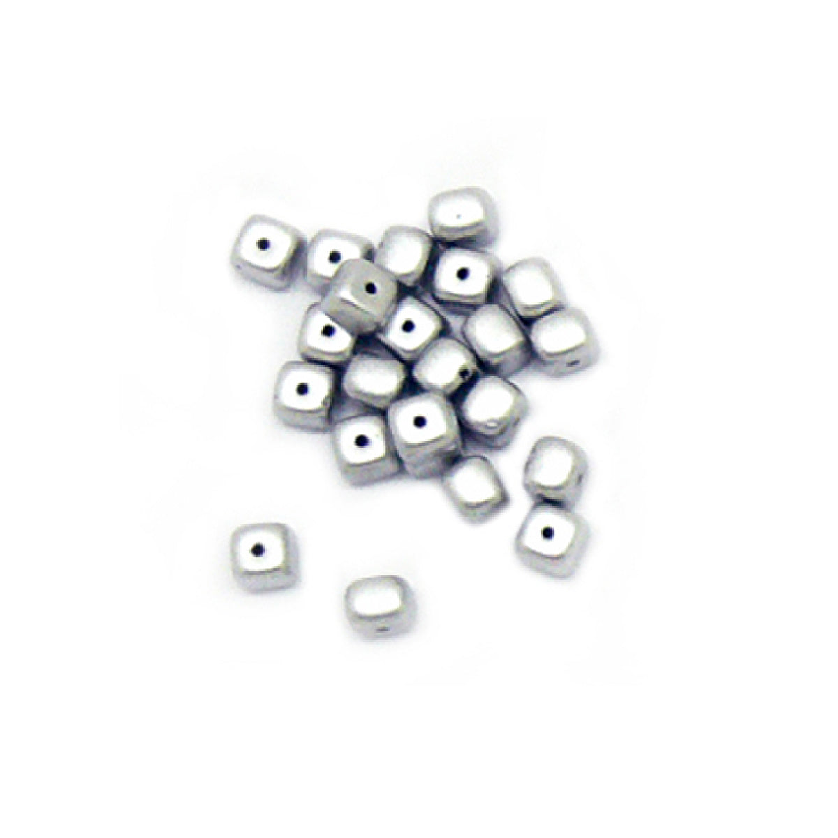 Jablonex Recycled - 5x7mm Cube Beads - Matte Silver - Pack of 20