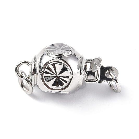 Platinum Plated Small Patterned Box Clasp 14x8mm