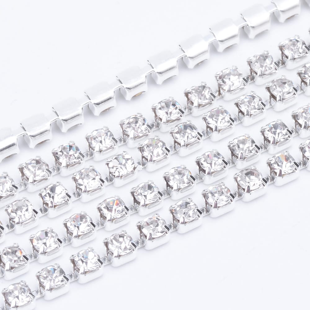 2mm Silver Plated Cup Chain – Crystal – 1m Length