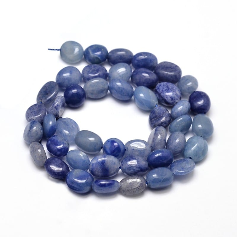 5-8mm Dumortierite Quartz Smooth Nugget Bead Strand - Approx 14 Inches