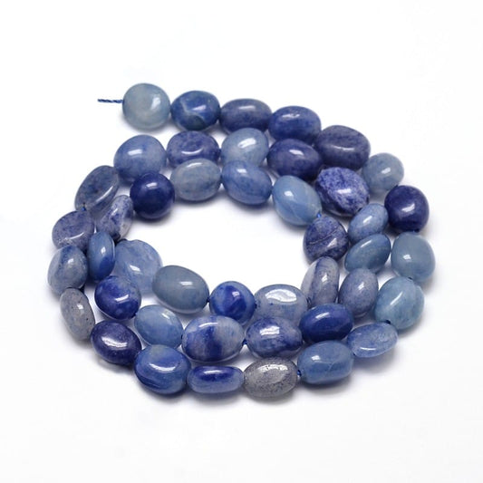5-8mm Dumortierite Quartz Smooth Nugget Bead Strand - Approx 14 Inches