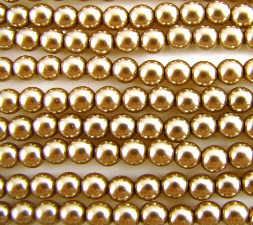 4mm Czech Round Glass Pearl Strand of 55 – 70011 – Almond