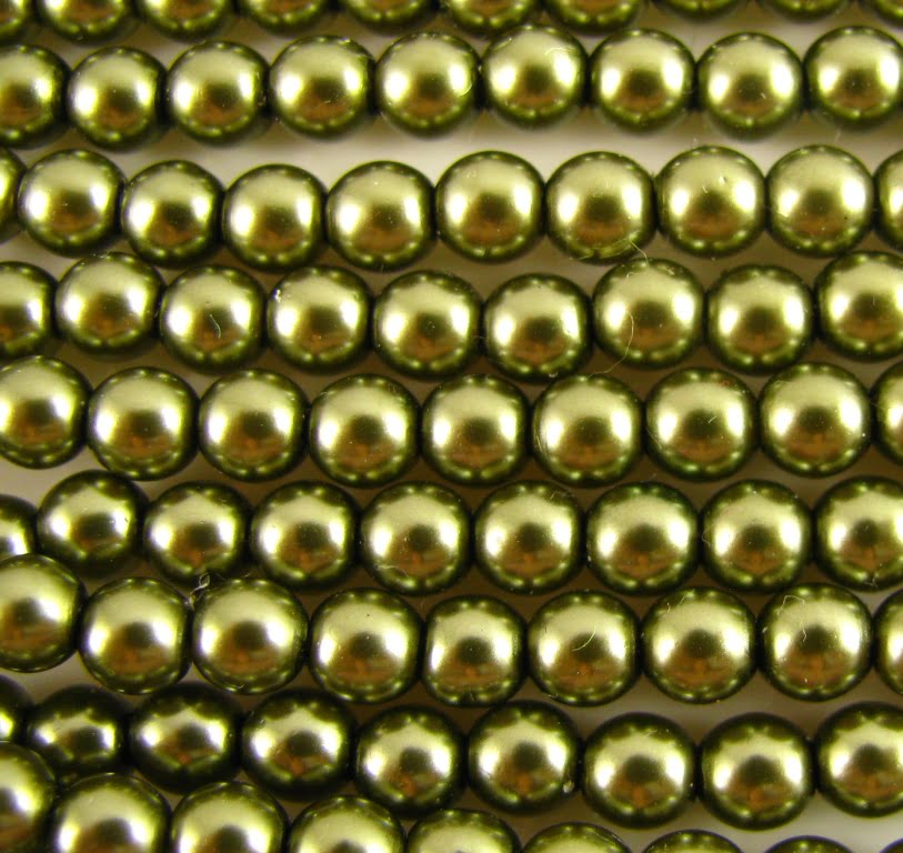 4mm Czech Round Glass Pearl Strand of 55 - 70050 - Sage