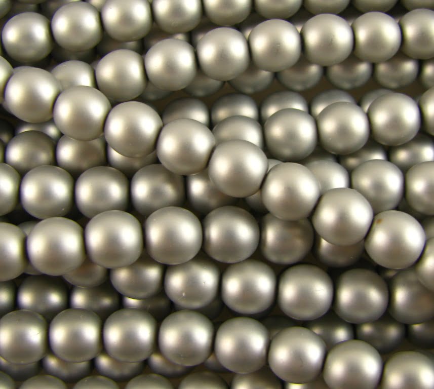 4mm Czech Round Glass Pearl - Bag of 100 – 70141 – Frosted Silver