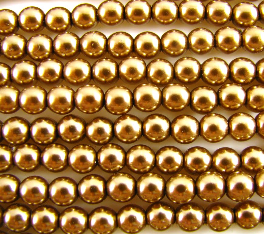 6mm Czech Round Glass Pearl Strand of 36 – 70418 – Caramel