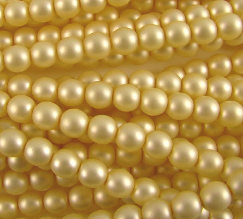 6mm Czech Round Glass Pearl Strand of 36 - 70514 - Frosted Cream