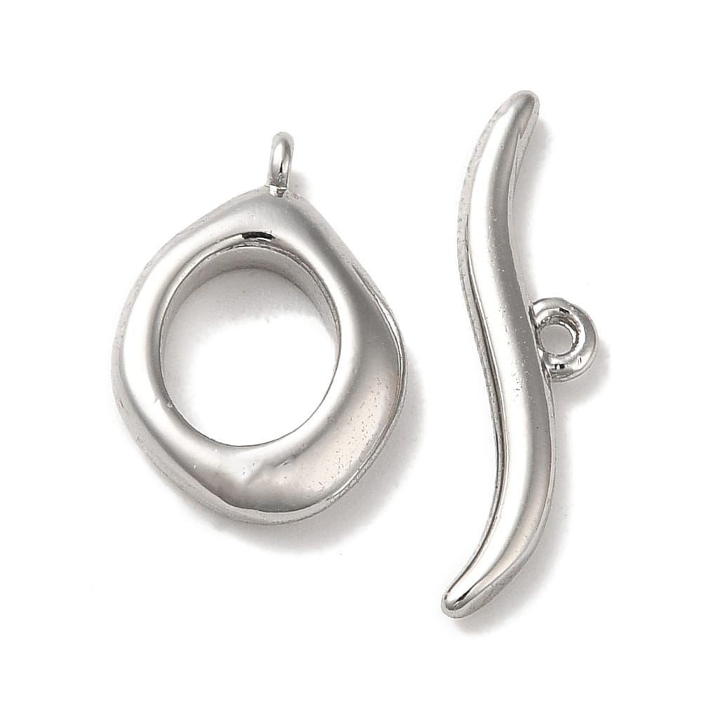 Silver Asymetric Oval Toggle 13x10mm
