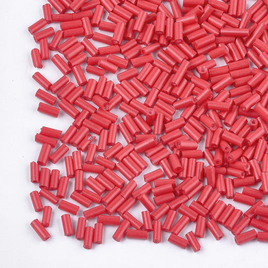 4x1.5mm FGB Bugle Beads - 10g - Opaque Red