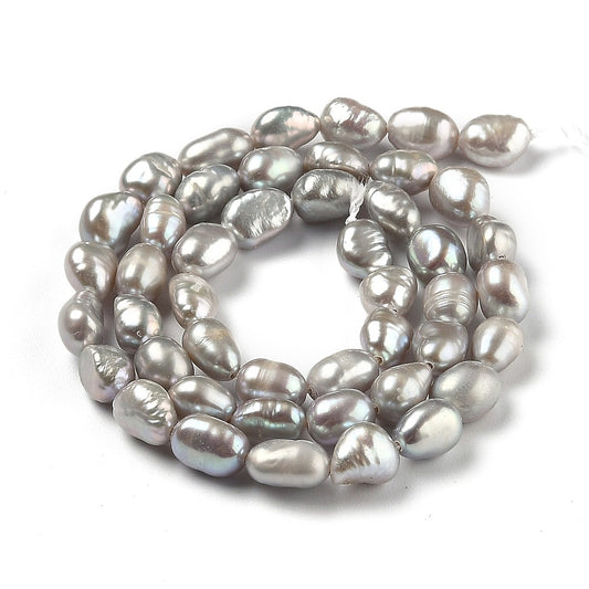 6-8mm Silver Grey Nugget Pearl Strand - Approx 45 Pearls