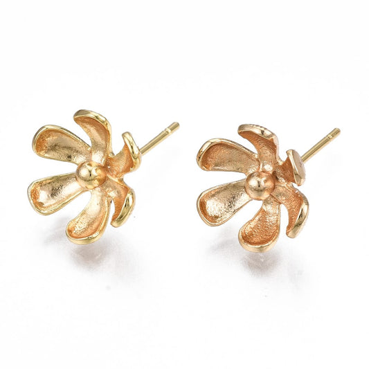 18k Gold Plated Flower Cup Earring Findings - Priced Per Pair