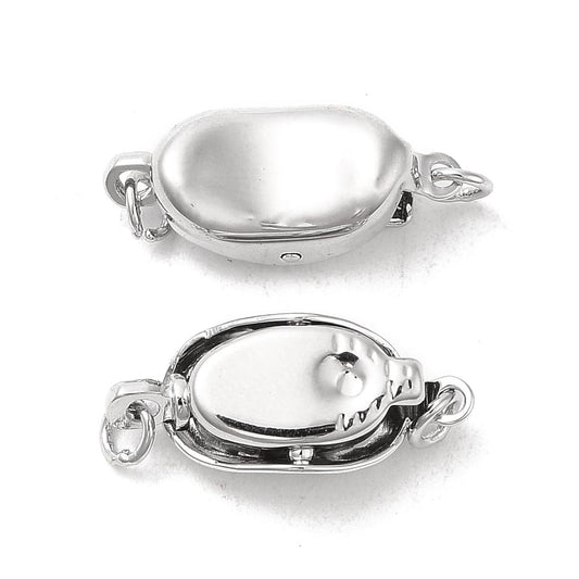 Platinum Plated Oval Coffee Bean Box Clasp 8x16mm